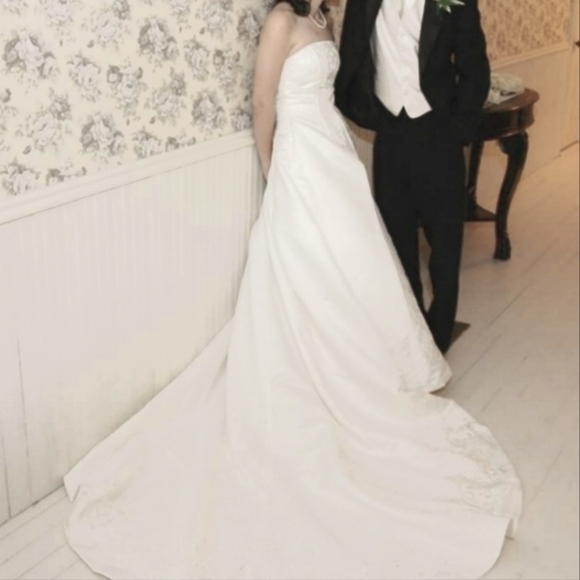 David's Bridal Womens Elegant Ivory Wedding Dress Size 10 - Picture 7 of 8